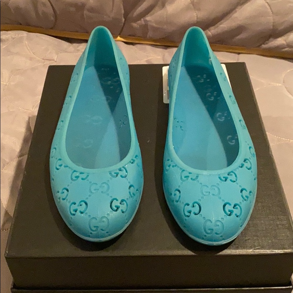 Gucci Womens Rubber GG Ballerina Flats Sz 10